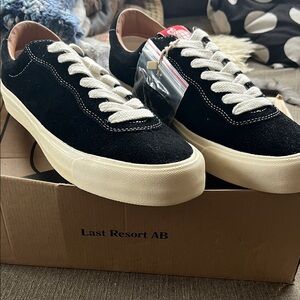 Last Resort AB Black Suede Low-Top Sneakers with Cream Soles